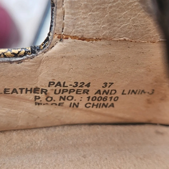 Alegria Leather Slip-On Mary Janes - Faye Black Gold Lace Size 37 - 7 - Picture 2 of 7